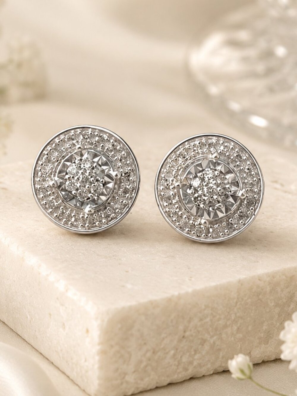 Classic Diamond Halo Studs
